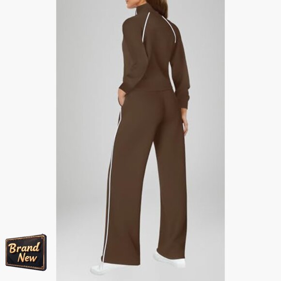 Long Sleeve Jumpsuit with Pockets, Mock Neck, Wide Leg, Travel Outfit - Picture 2 of 6